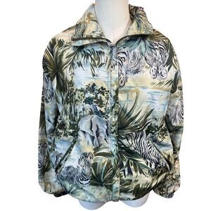 VTG EVR 90s Y2K Satin Jungle Safari Lightweight Windbreaker Jacket Women Size PS